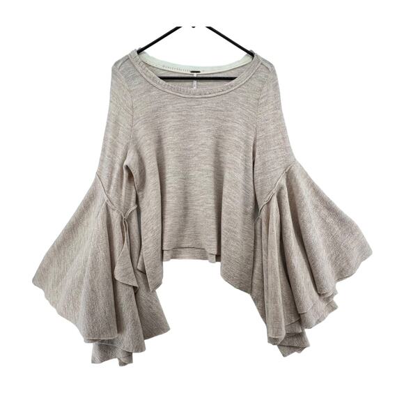 Free People Keep You Sweater Size Small Oversized Sleeves 100% Wool Cream - Picture 2 of 7